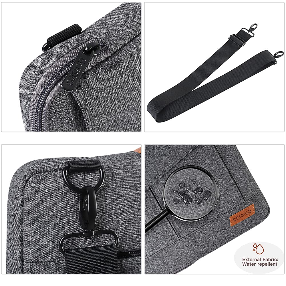 DOMISO 15-15.6 Inch Laptop Sleeve Bag Water Resistant Briefcase Messenger Shoulder Bag for ThinkPad L580/16" MacBook Pro/IdeaPad 320/Dell XPS 15/HP Envy x360/ASUS ROG Zephyrus/Acer Chromebook,Grey