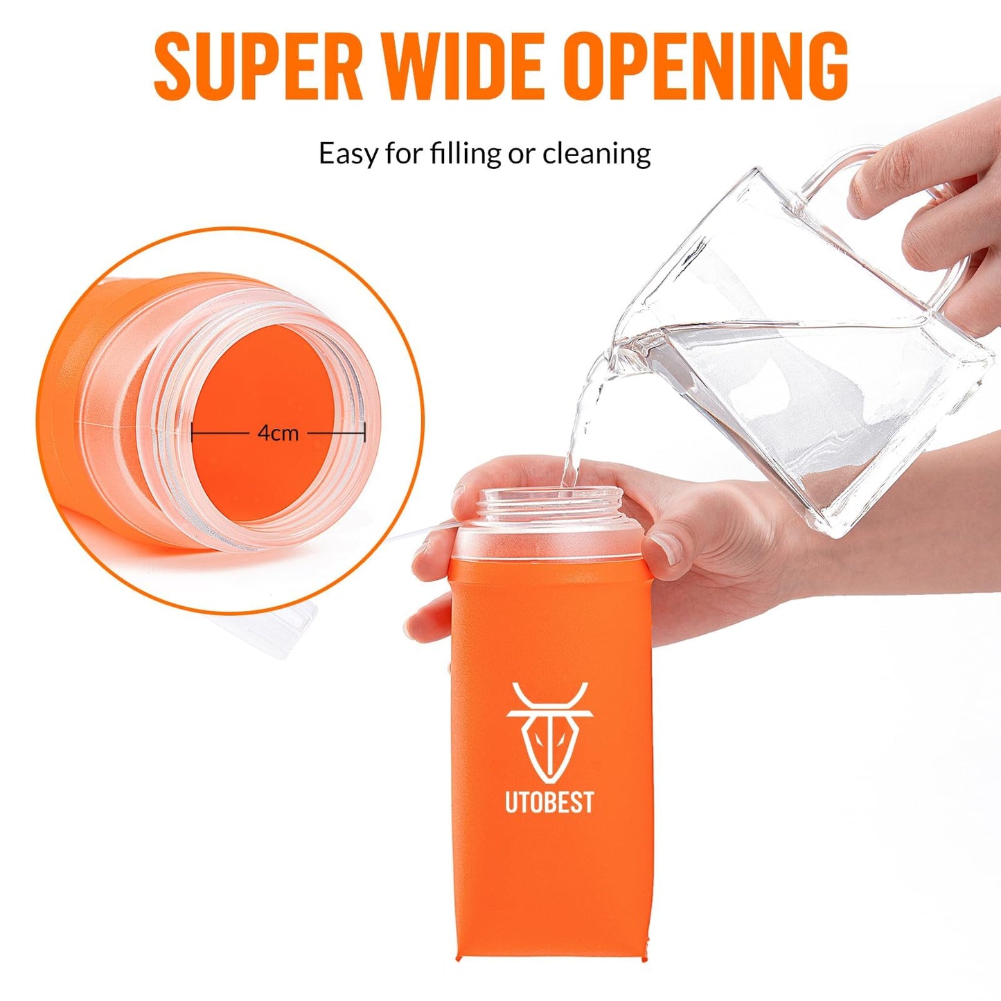 UTOBEST Soft Flask Running Water Bottle Collapsible Water Bottle for Trail Running Hydration Pack Hiking Cycling Climbing 350 ML