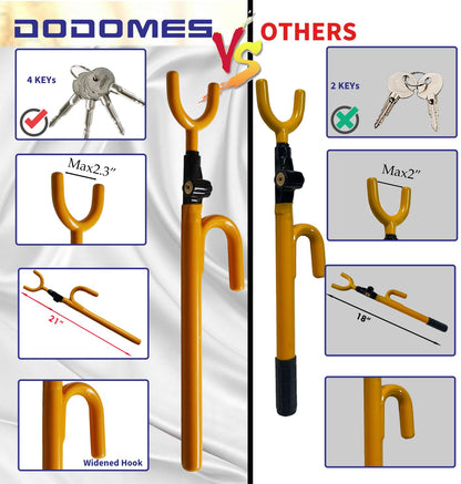 DODOMES Steering Wheel Lock Anti-Theft car Device Car Wheel Locks Heavy Duty Vehicle Security Steering Wheel Lock for Truck Car Vehicles Van Lorry SUV with 4 Keys, Elongated Length MAX 30.5" Yellow