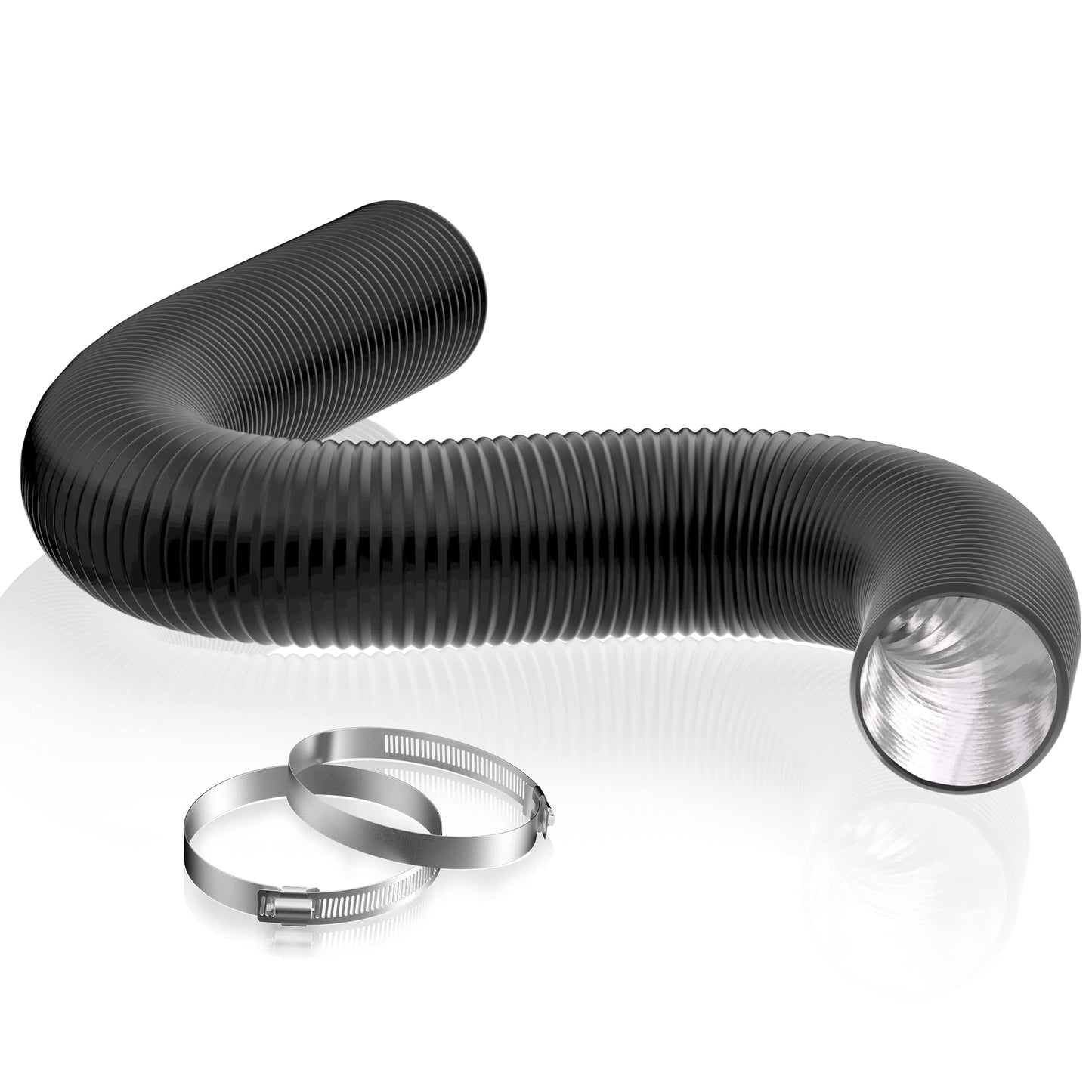 HG POWER 3 Inch 16Ft Dryer Vent Hose, PVC Silencer Duct Flexible Ducting Noise Reducer, Vent Hose for Inline Duct Fan (75mm-5M)