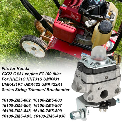 ZAMDOE FG100 GX31 Carburetor Replacement for Honda 4 Stroke Tiller GX22 GX31 HHE31C Edger HHT31S UMK431 UMK431K1 Trimmer/Brush Cutter 16100-ZM5-A95 16100-ZM5-803 with Air Filter Spark Plug