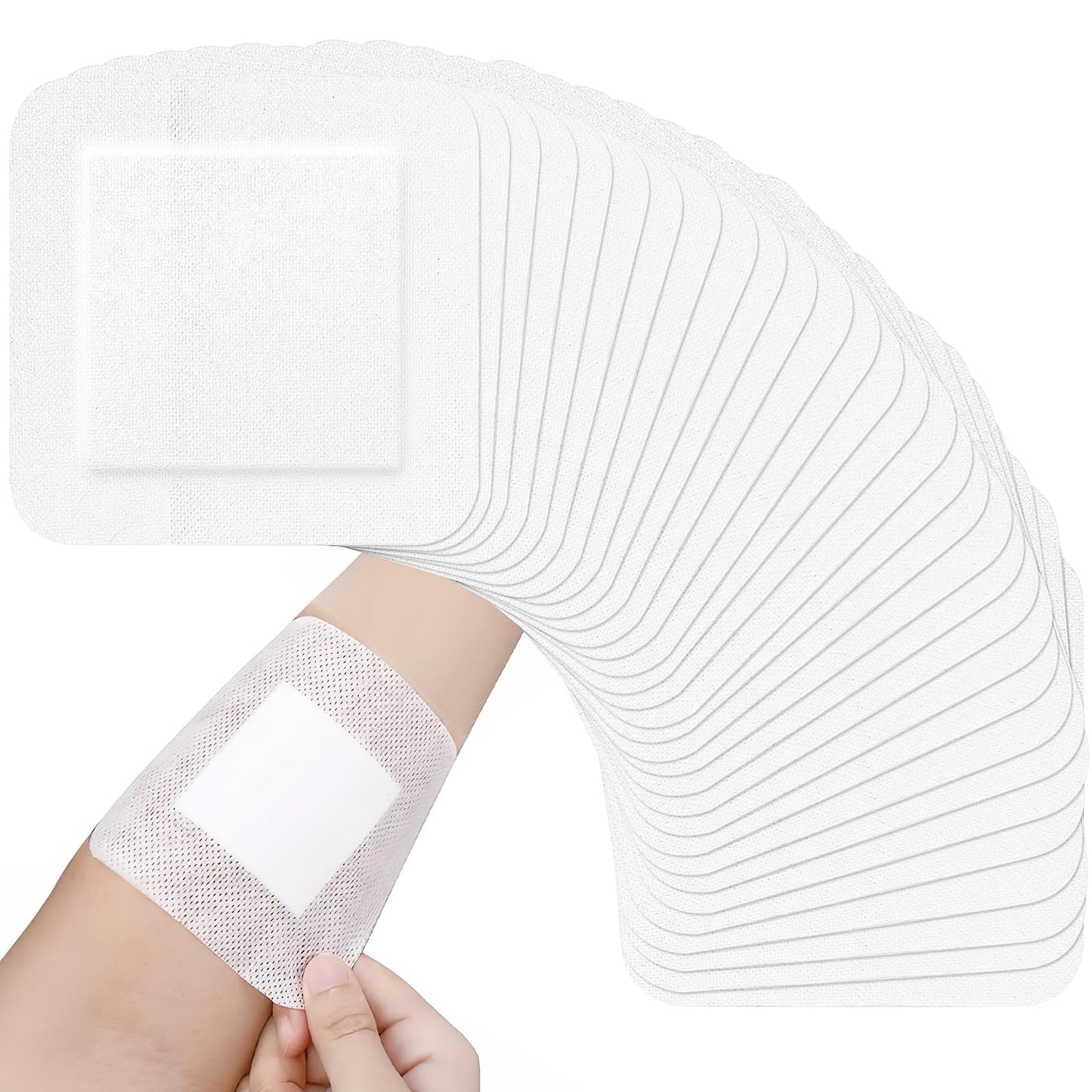 30Pcs Adhesive Bandage Pads, 6 x 6 Inch Large Adhesive Island Wound Dressing, Shower Breathable Sterile Bordered Gauze Island Dressing Post Surgical Bandages