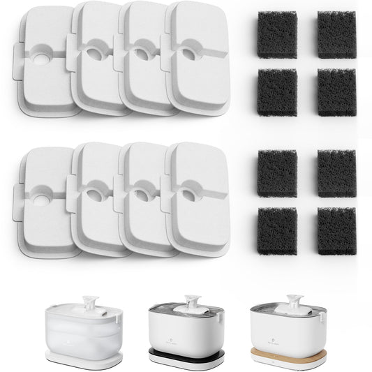 PETLIBRO 8 Packs Replacement Filters for Dockstream Cat Water Fountain PLWF005/PLWF115, 4 Months Set of Replacement Filters for Ultra Quiet Pet Water Fountain (8 Packs)