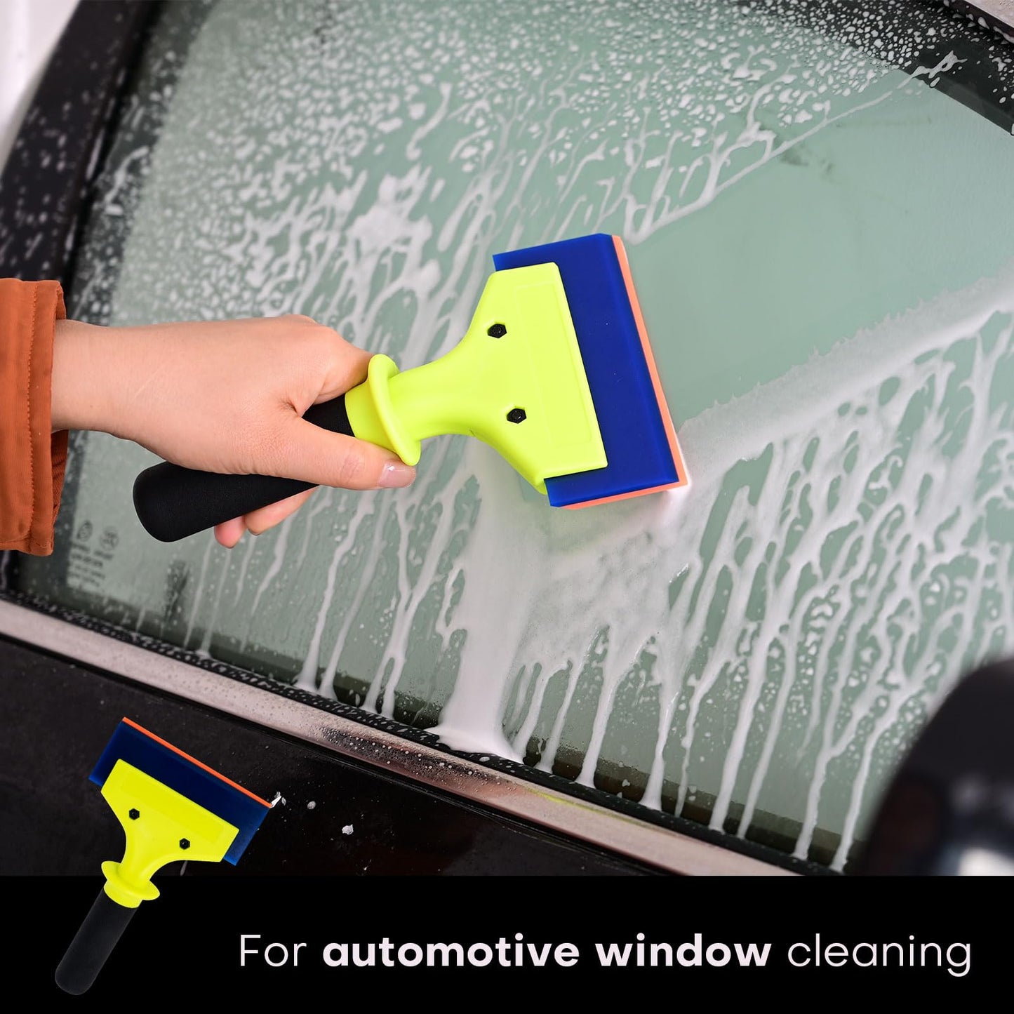 NEWISHTOOL 2 Pack Rubber Squeegee with Nylon Handle for Water Removal, Glass Cleaning, PPF Installing and Window Film Application (5-Inch Blade with Short Handle)