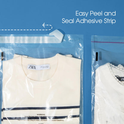 Spartan Industrial - 12” X 15” (100 Count) Self Seal Clear Poly Bags with Suffocation Warning for Packaging, T Shirts & Shipping - Permanent Adhesive
