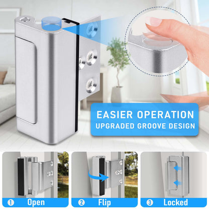 Steinwhale Home Security Door Reinforcement Lock 2Pack, Childproof Safety Door Lock Latch Inside Stopper, Add High Security to Prevent Home Unauthorized Entry, Aluminum Construction Finish