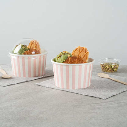 Coppetta 12-Ounce Dessert Cups, 50 Disposable Ice Cream Cups - Lids Sold Separately, Sturdy, Pink and White Paper FroYo Bowls, for Hot and Cold Foods, Perfect for Gelato Or Mousse - Restaurantware
