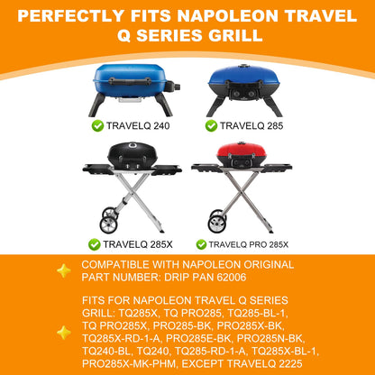62006 Drip Pan Liners for Napoleon TravelQ 285,TravelQ PRO SER BBQ Drip Trays for Napoleon BBQ Replacement Parts TQ285 TQ240 TQ PRO285,Disposable Aluminum Drip Pans for Napoleon BBQ Accessories, 20PCS