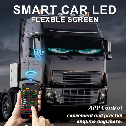 Devil's Eye:23.42"x4.72" Programmable ojos led para carro Windshield Display for Sedans, SUVs & Medium Trucks - USB-Powered LED Matrix Panel, Remote/App Control, Custom Car