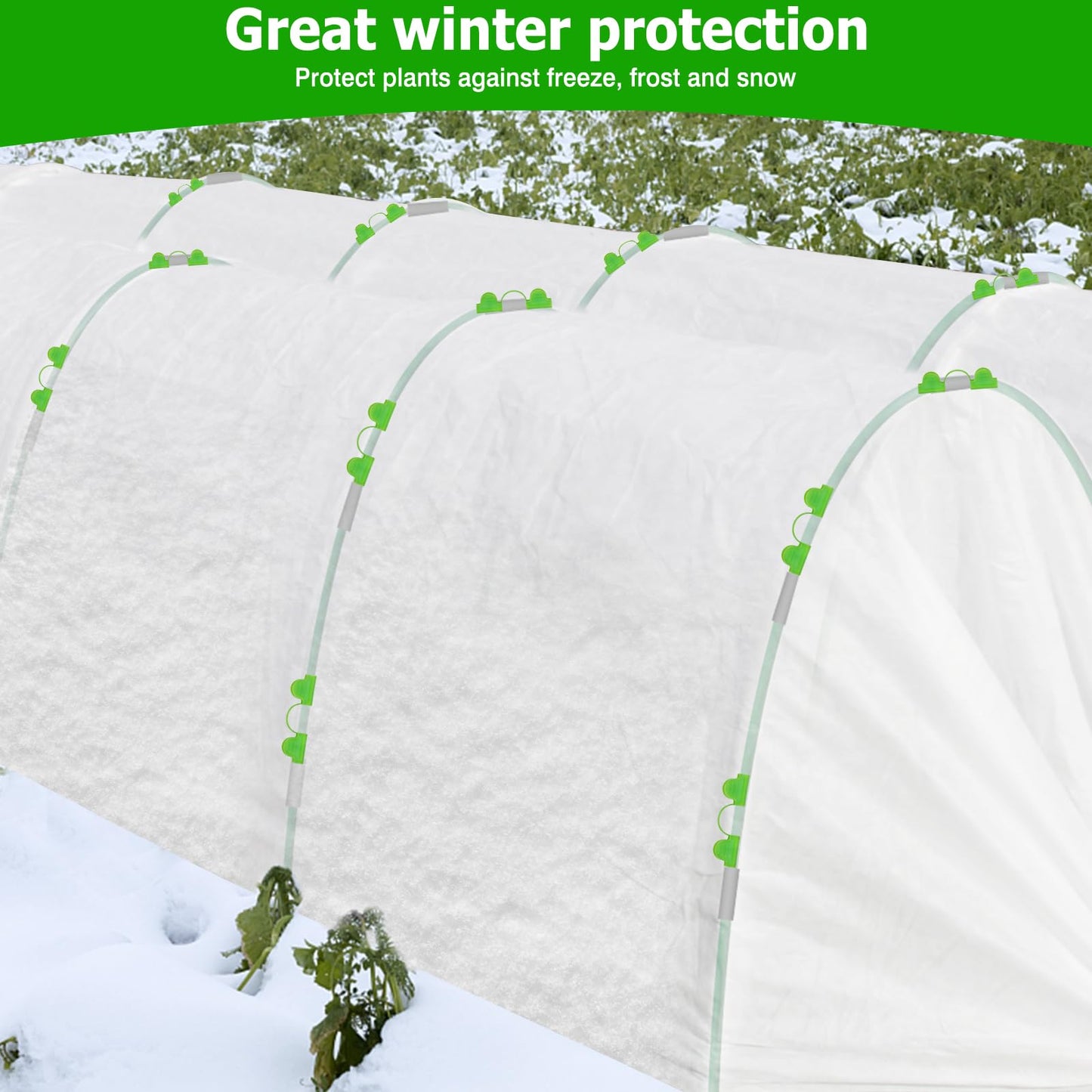 3x10M Plant Cover Freeze Protection Garden Hoops Kit for Winter, Fabric Floating Row Cover Frost Cloth Outdoor Plant Blanket for Frost Snow Protection, Greenhouse Garden Tunnel Hoops for Raised Beds