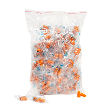 100-Pairs of Soft Foam Ear Plugs Individually Wrapped for Sleeping, Noise-Canceling, Disposable, Bulk Set for Concert, Music Festival, Sleep (Orange, 0.5x0.95 in)