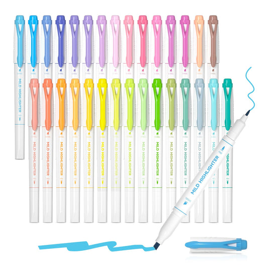 Shuttle Art 30 Colors Highlighters, Pastel Highlighter Pens Assorted Colors, Dual Tip Mild Color Highlighter Markers, Perfect for Teens, Kids and Adults Coloring, Underlining, Highlighting