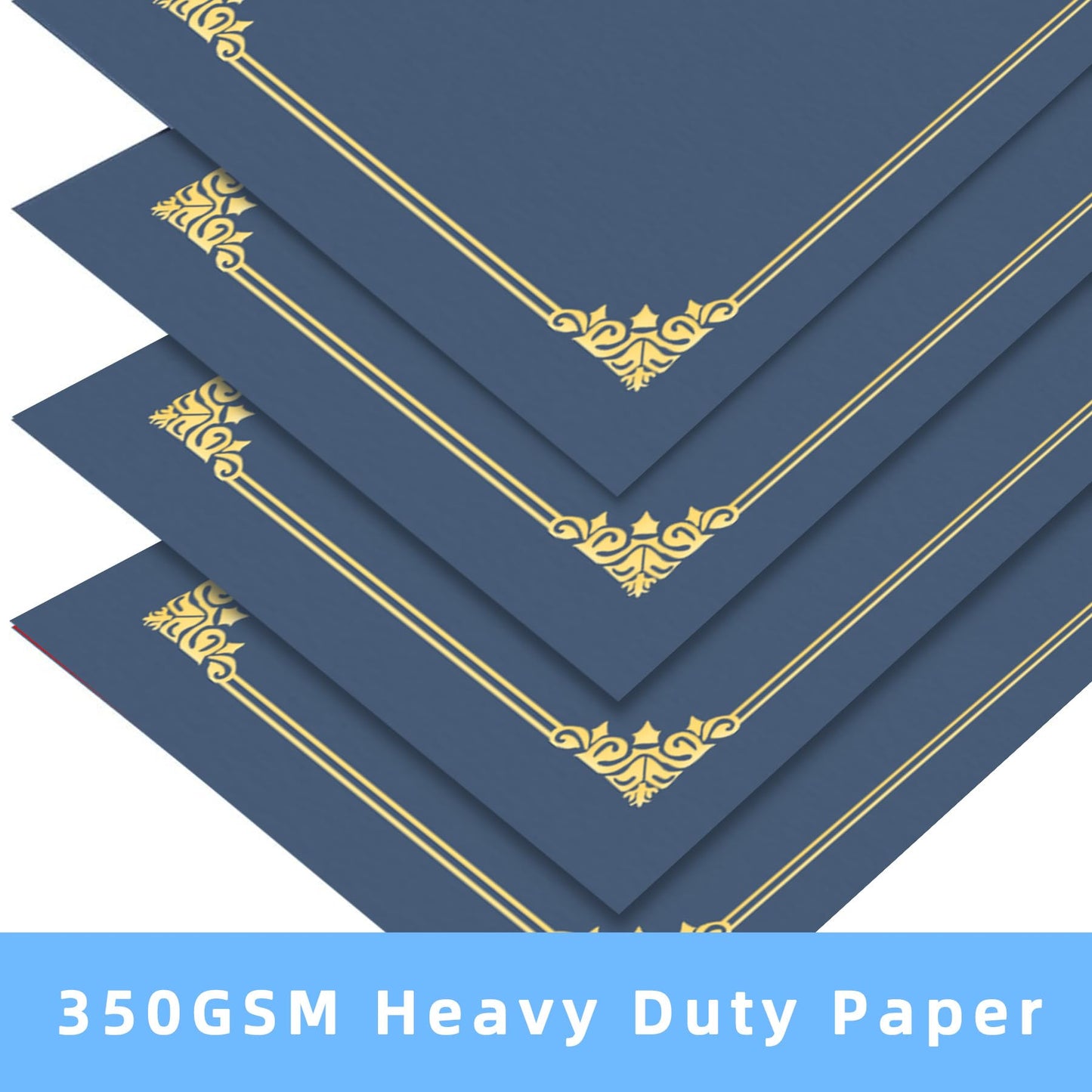 HAUTOCO 30 Pack Certificate Holders, Navy Blue Diploma Holders, Document Award Covers Certificate Folders with Gold Foil Border for 8.5x11 Letter Size