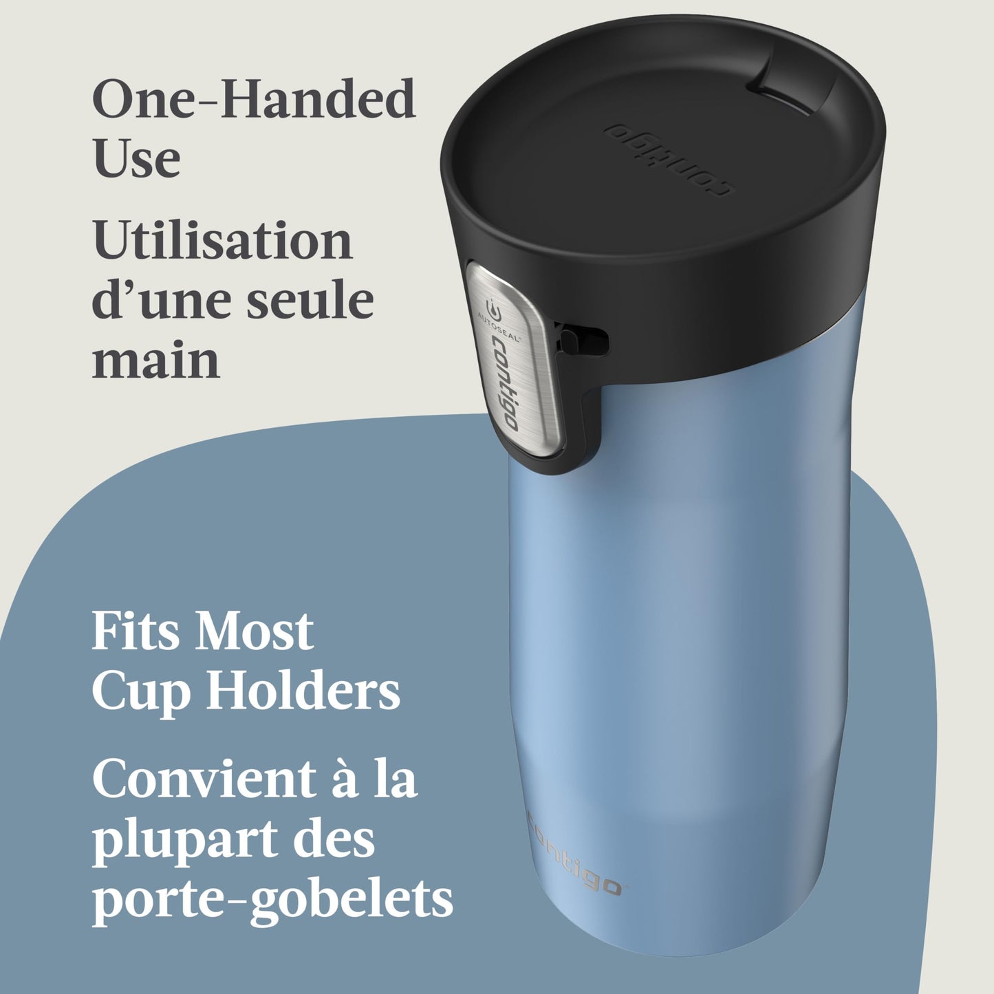 Contigo West Loop 3.0 Stainless Steel Travel Mug with Tea-Bag Hook & Spill-Proof Lid, Vacuum-Insulated Reusable Cup Coffee and Tea, 16 oz (473 mL), Glacier - Keeps Drinks Hot up to 11 Hours