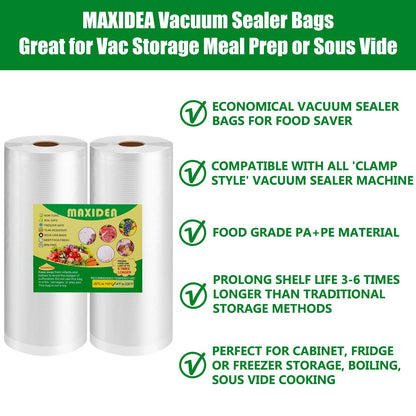 Vacuum Sealer Bags 11" x 50' 2 Rolls (Total 100ft) Commercial Grade Food Saver Bags Seal a Meal BPA Free Heavy Duty Great for Vac Storage Meal Prep or Sous Vide