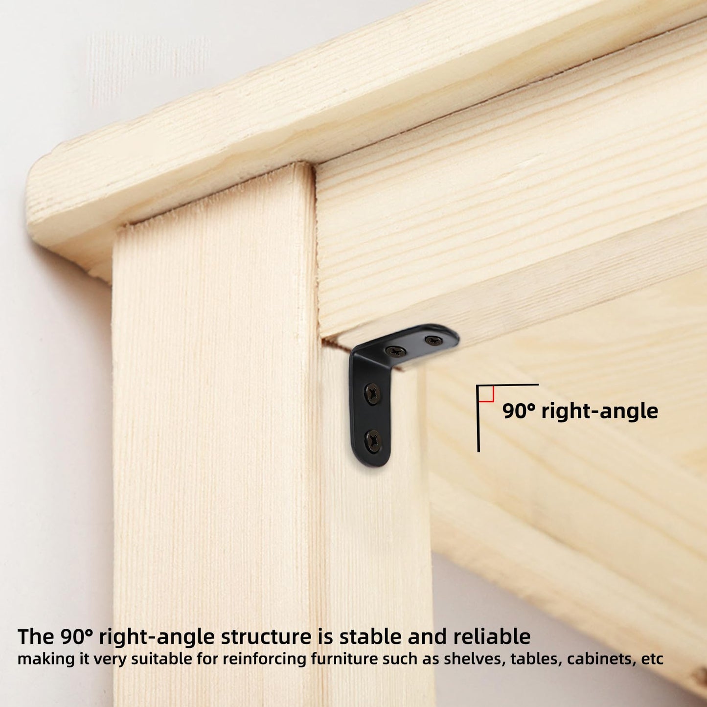 2 Inch (50mm) L Brackets for Wood Shelves Corner Brace 20 Pack- Reinforced Corner Braces - Black Heavy Duty Steel Shelf Brackets for Furniture/ DIY Home Improvement