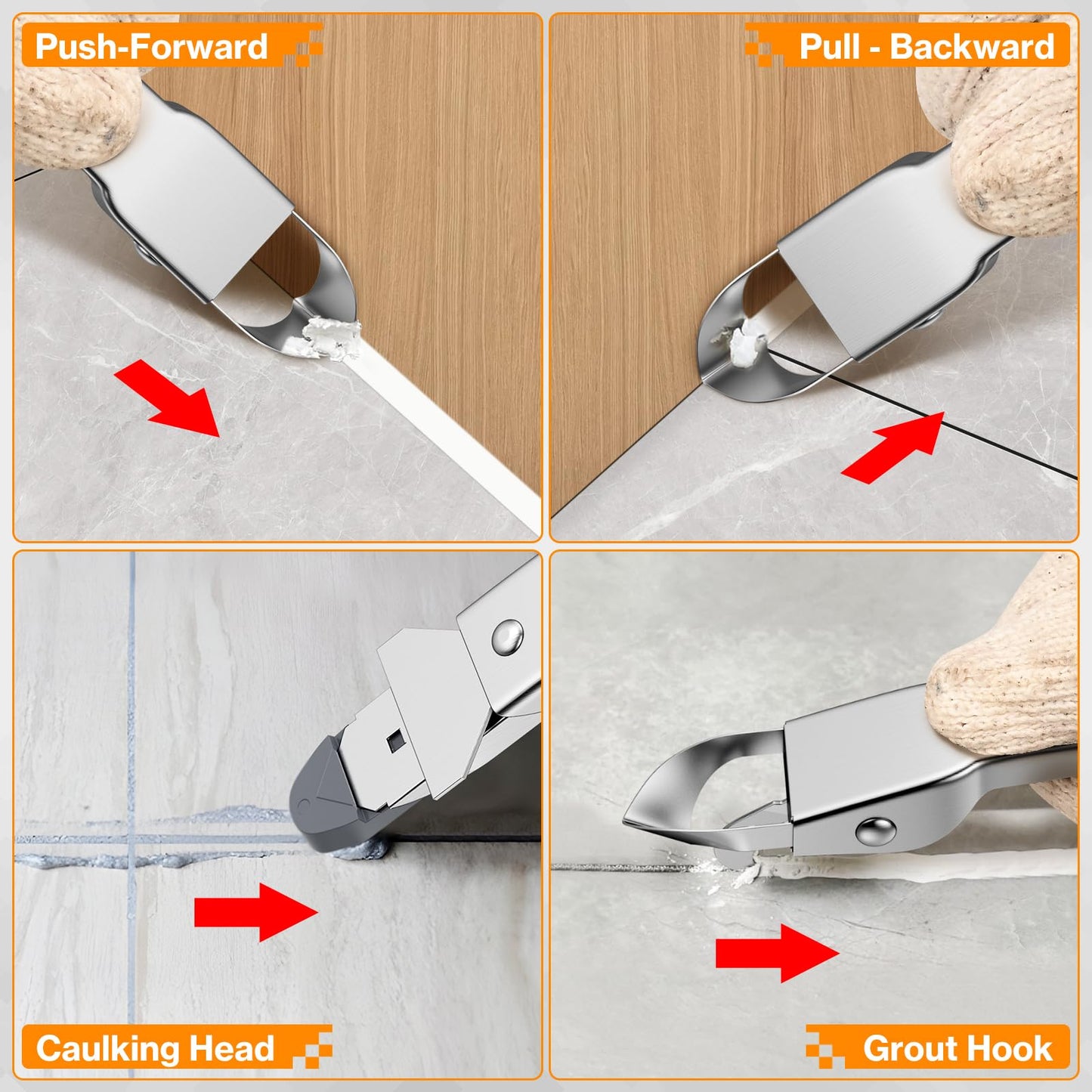 Caulking Tool kit, Preciva 11 in 1 Sealant Finishing Tool, Stainless Steel, Sealants Removal Grout Scraper and Smoothing Tool kit for Kitchen Bathroom Window Sink Tile Joint