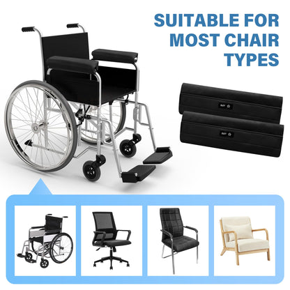 Spring Season Wheelchair Armrest Covers (Pair) - Suede Velvet Memory Foam Pads, Soft Support Cushion for Wheelchairs, Office & Transport Chairs (Black)