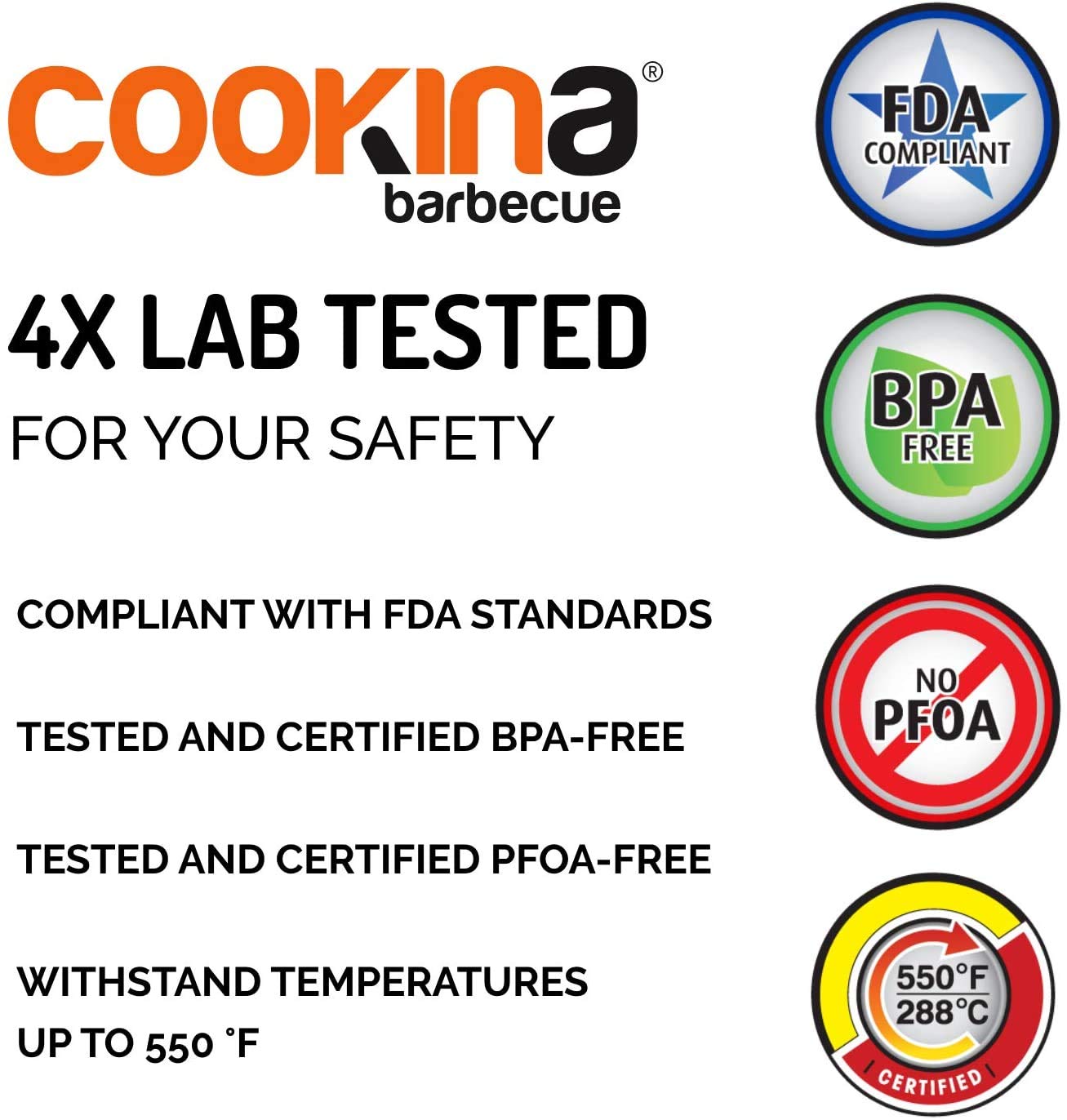 COOKINA BBQ Reusable Grill Mat (Pack of 2) - 100% Non-Stick, Easy to Clean Grilling Sheet for Smokers, as well as Gas, Charcoal and Electric Barbecues
