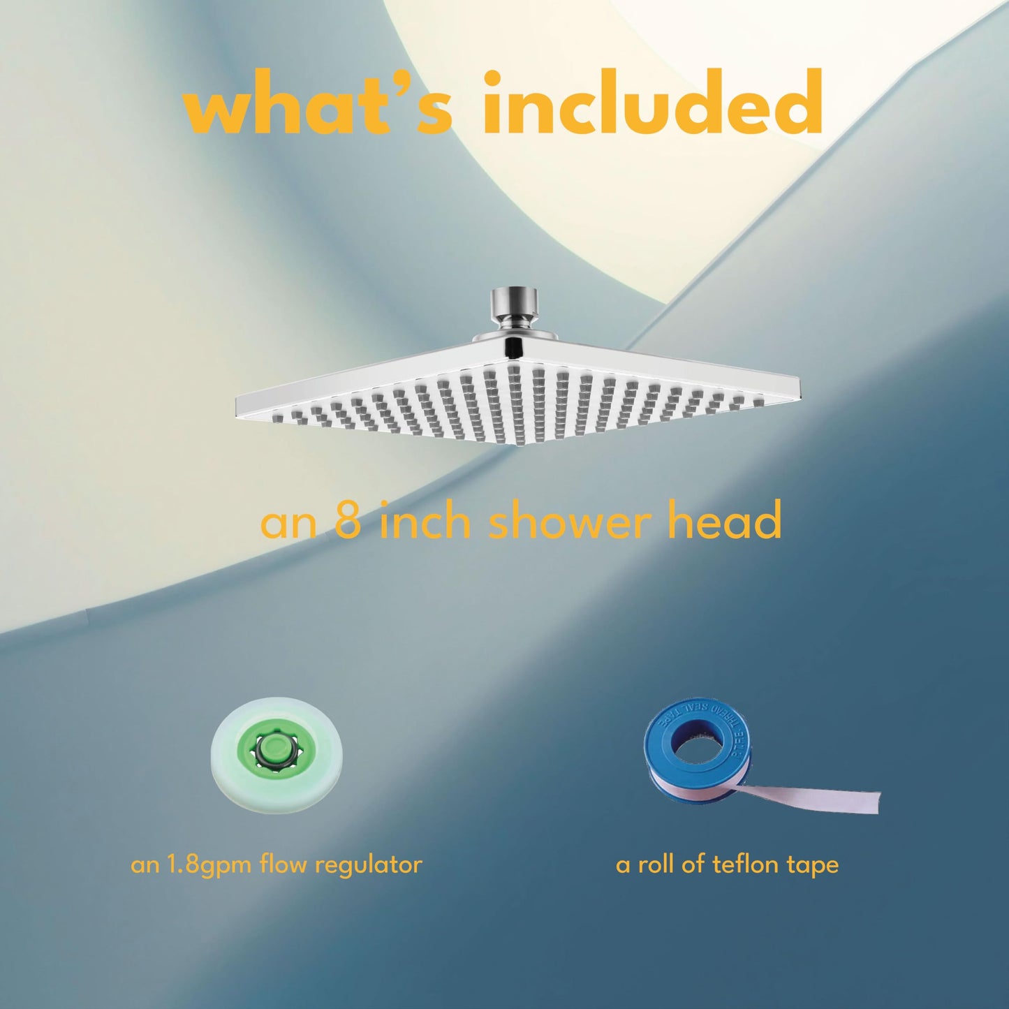 Singing Rain 8'' Fixed Rain Shower Head- Rainfall- Super Dense 120+ Nozzles Jet- Luxury Modern Look– Square Chrome Angle Adjustable Shower Head Replacement