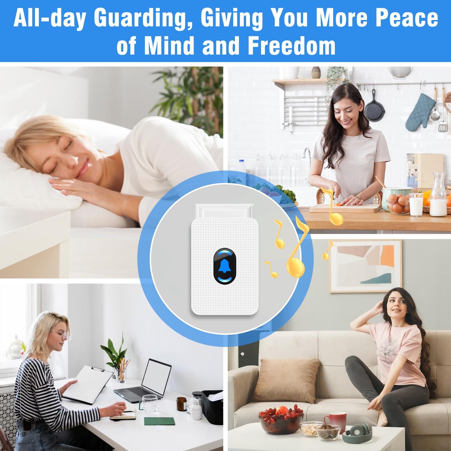 Daytech Caregiver Pager Wireless Senior Alarm Call Button Emergency Panic Button Call Bell Alert System for Elderly/Pregnant/Disabled, 1 Receiver + 1 Watch Call Button