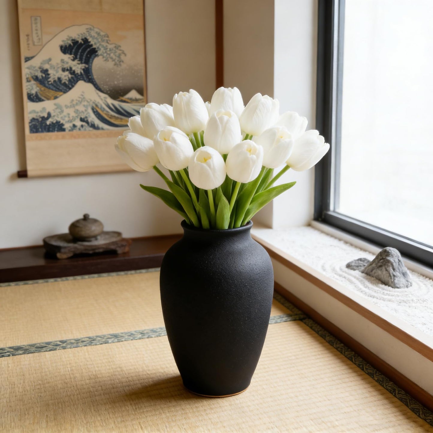 HoveBeaty Artificial Tulips Bridal Wedding Festival Decor Bouquet Real Touch PU Flower Bouquet Pack of 20 (White)