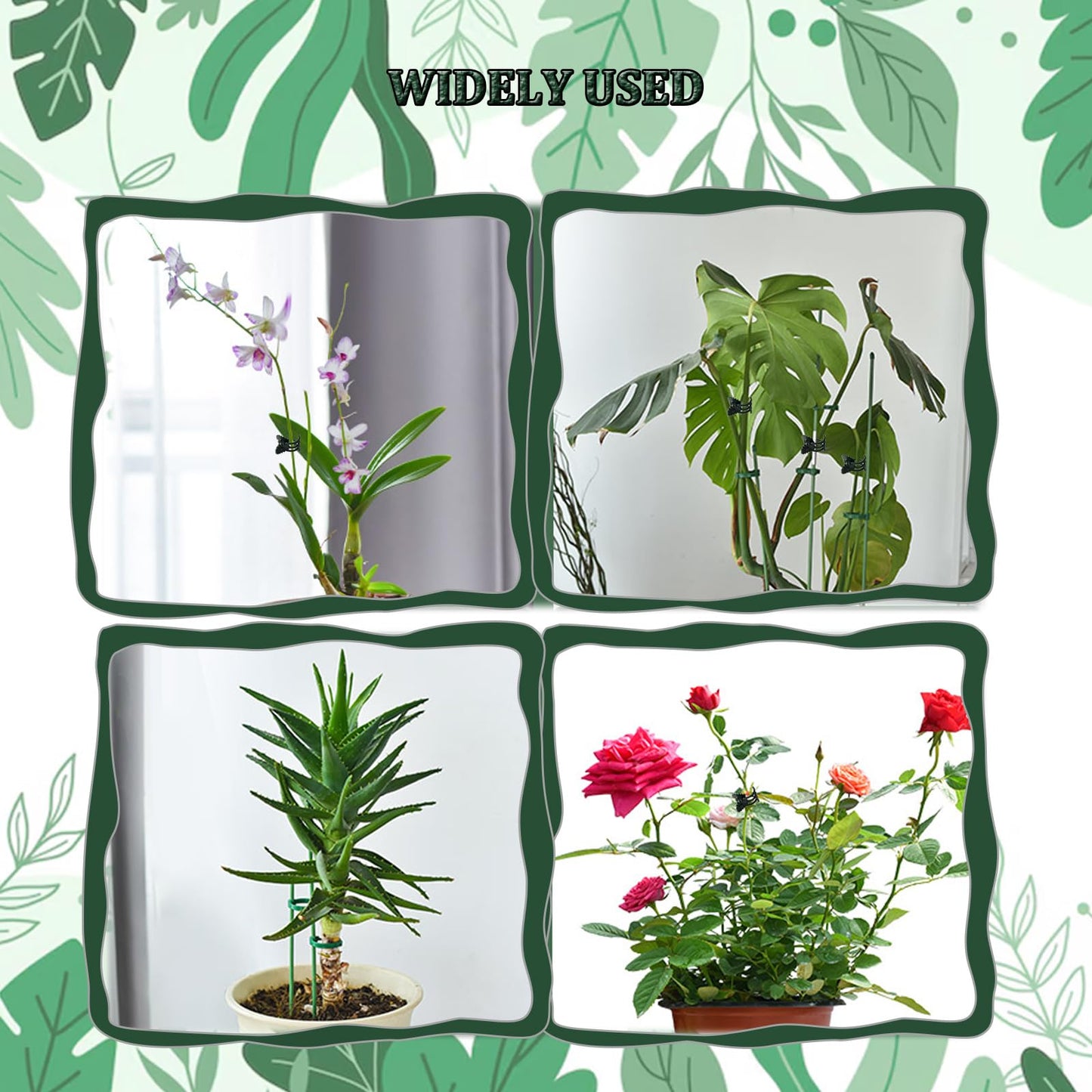165Pcs Adjustable Plant Stakes, 30Sets Garden Plant Support Sticks, 30Pcs Fiberglass Plant Pole Stand, 60Pcs Rings, 60Pcs Clips, 15Pcs Connectors for Potted Plant Flower Tomato Orchid Vegetable