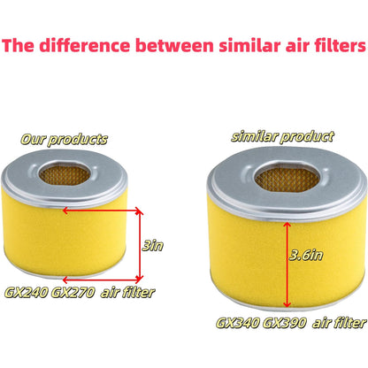 4Pcs GX270 GX240 Air Filter Compatible with Honda GX 270 GX 240 8HP 9HP Engine Parts Replace 17210-ZE2-505, 17210-ZE2-515, 17210-ZE2-82