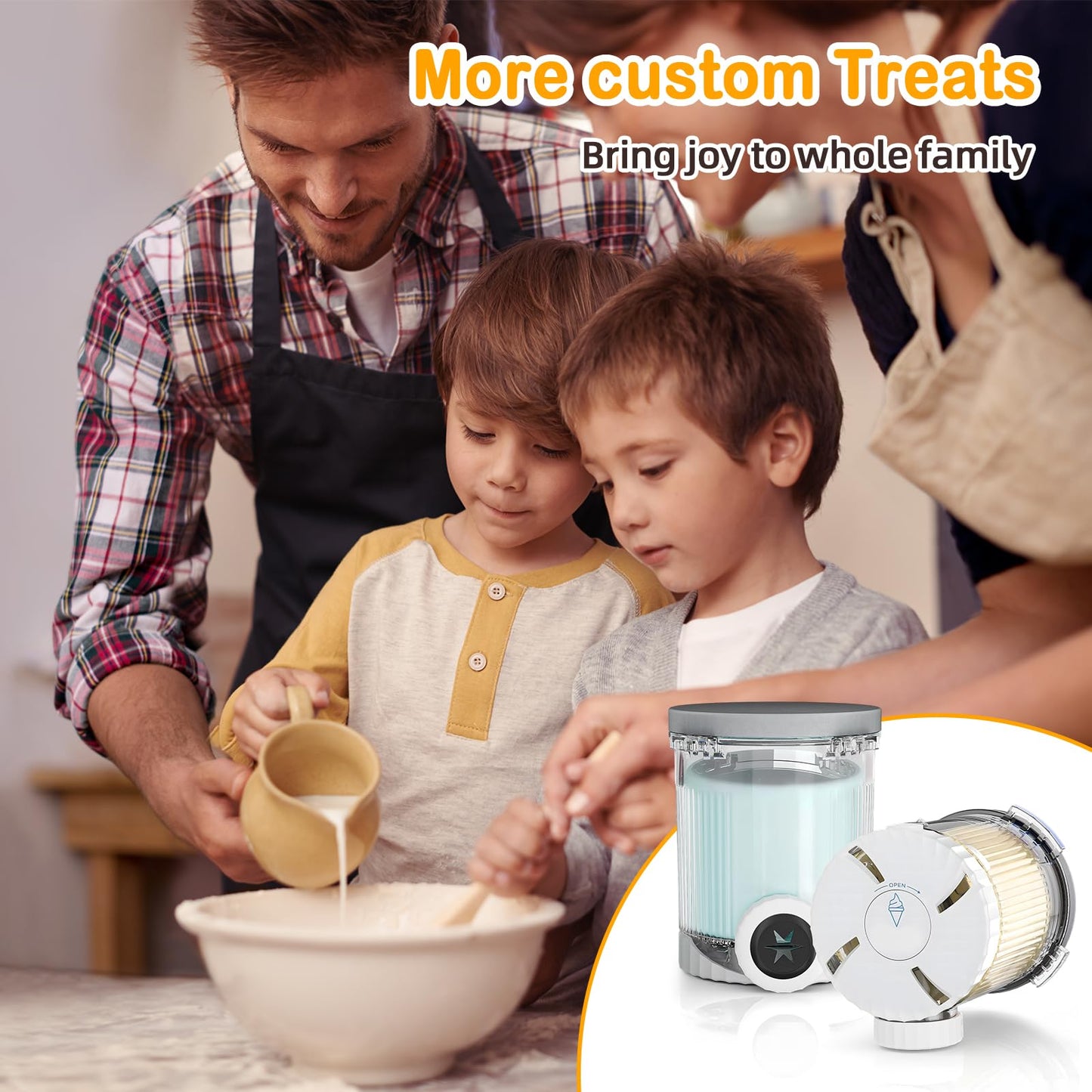 2 Pack Ice Cream Pints and Lids Compatible with Ninja Creami NC701C NC700 Series Swirl Ice Cream & Soft Serve Makers, 16oz Container with 4Pcs Replacement Swirl Nozzles - BPA Free, Dishwasher Safe