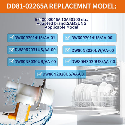 DD81-02265A for Sam-Sung Dishwasher Water Inlet Valve (OEM) Replacement Parts - Compatible with Samsung Dishwasher