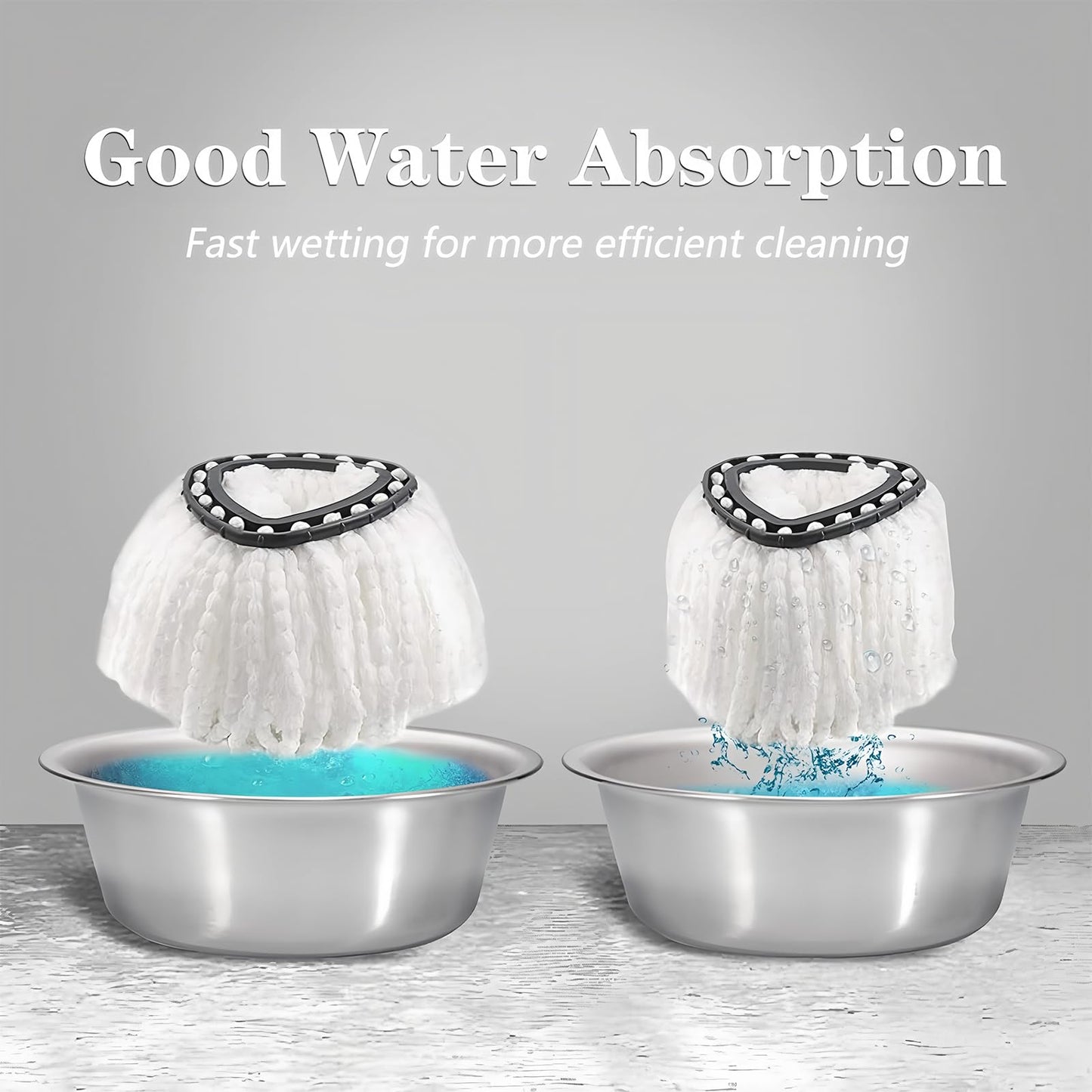 Spin Mop Head Refill, 6 Pack Mop Head Compatible with Vileda EasyWring Spin Mop, Microfiber Spin Replacement Head Spin Mop Refills for Floor Cleaning