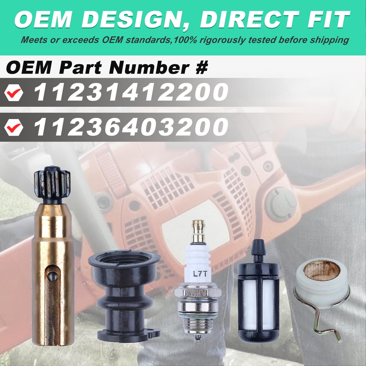 Adefol Oil Pump Worm Gear Fuel Oil Hose Filter Kit for Stihl 025 023 021 MS250 MS230 MS210 Chainsaw Parts 11231412200 11236403200 Intake Manifold Boot