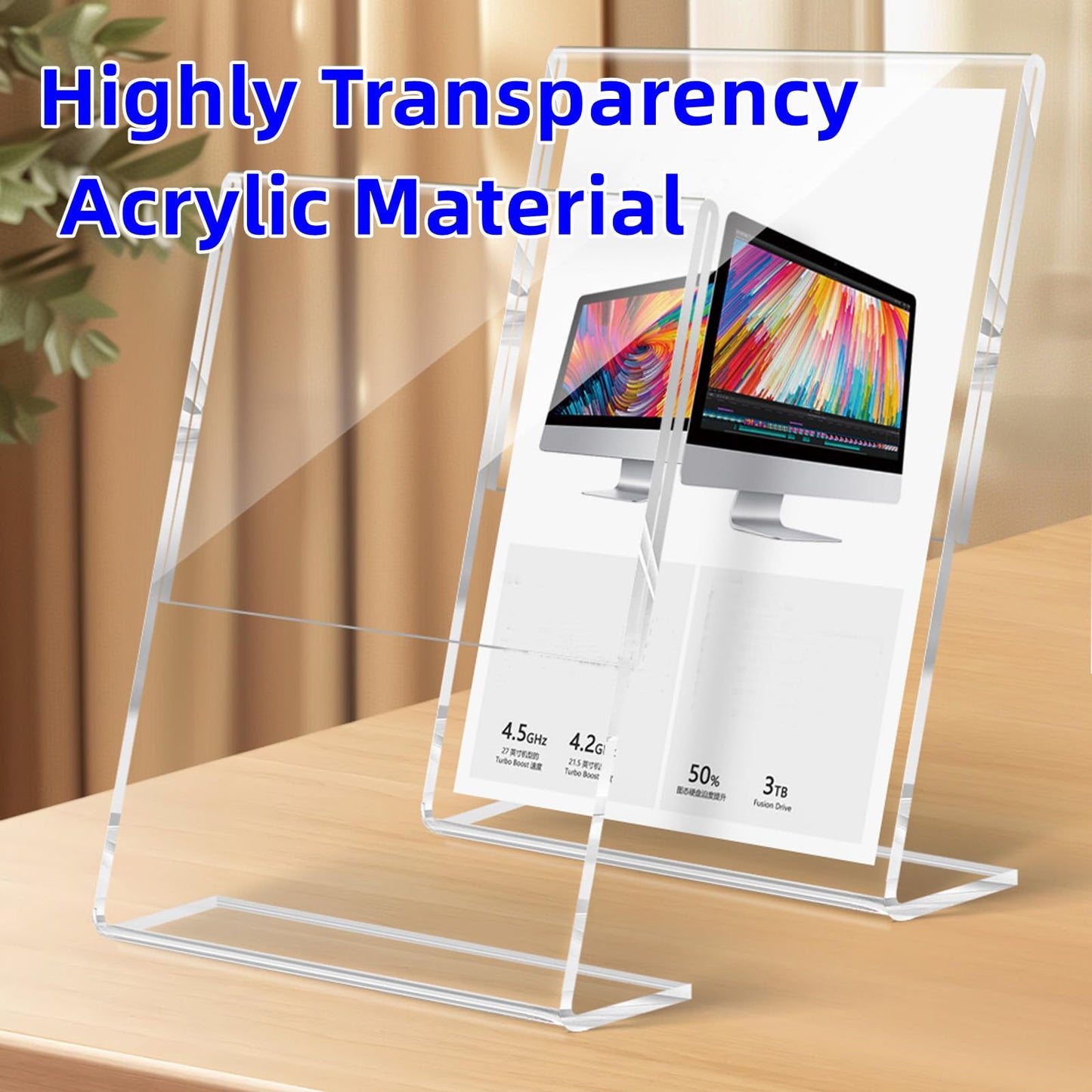 Acrylic Sign Holder 8.5 x 11 Inch, 3 Pack Clear Display Table Sign Stand, L-Shape Plastic Message Board Stand for Exhibition, Office, Store, Restaurant