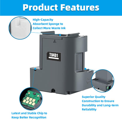 T04D100 T04D1 Ink Maintenance Box for ET-15000 ET-3750 ET-3760 ET-4750 ET-4760 ET-3850 ET-4850 WF-2860 XP-5100 ET-3710 ET-3830 ET-5150 Printers (EWMB2, 2PK)