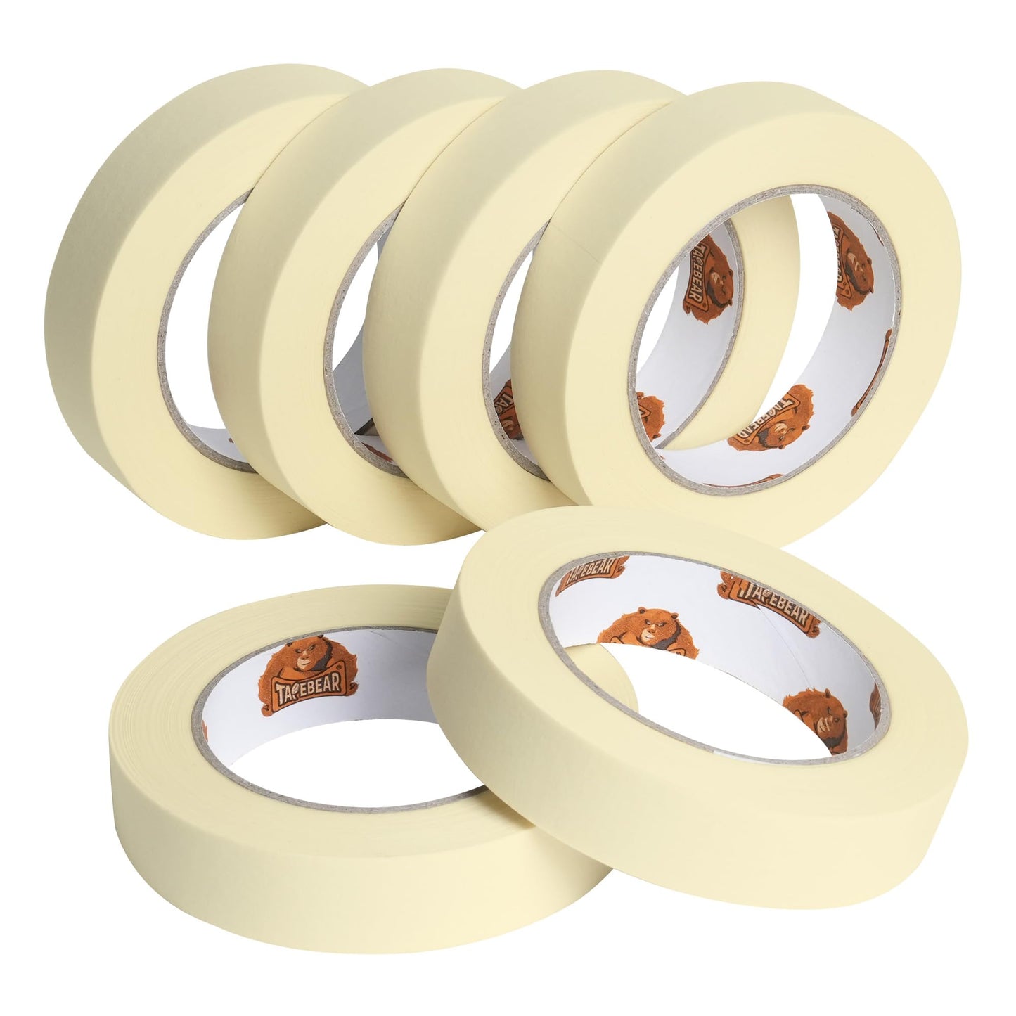 TAPEBEAR General Purpose Masking Tape 24mm x 55m, Beige White Painters Tape for Painting, Labeling, DIY Arts Crafts, Home Office School Projects, 6 Rolls
