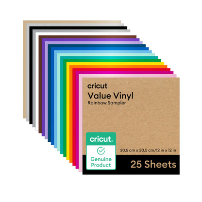 Cricut Value Permanent Vinyl - Rainbow Sampler - 12in x 12in (25 Count)