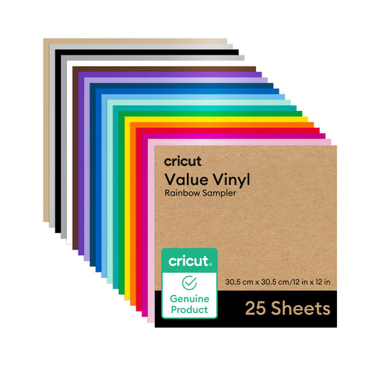 Cricut Value Permanent Vinyl - Rainbow Sampler - 12in x 12in (25 Count)