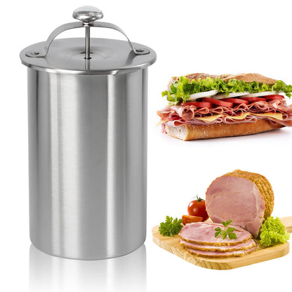 Stainless Steel Ham Maker Press Cooker for Healthy Homemade Deli Meat With Thermometer - Kitchen Bacon Pressure Cooker Boiler Pot Pan Stove
