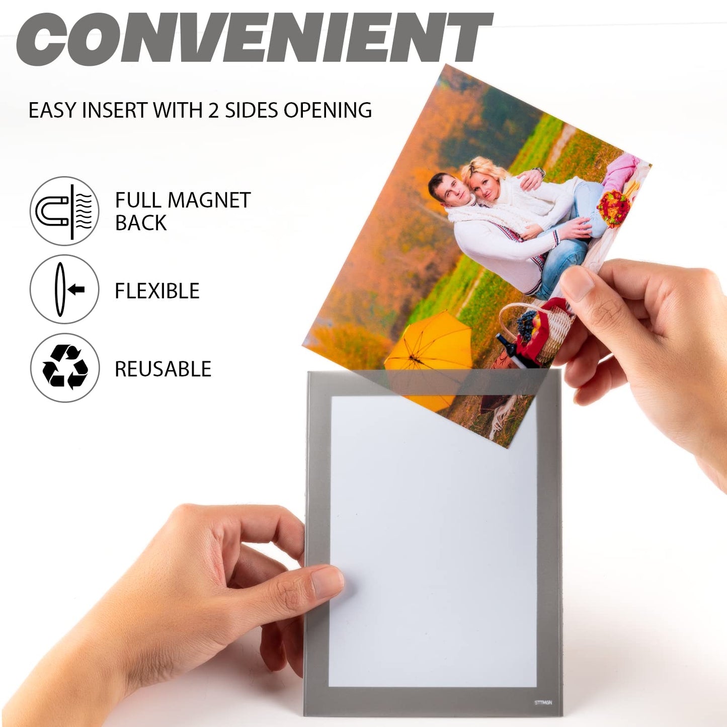 STTMGN Magnetic Photo Frames with Sliver-Grey Border(4"X6",10 Pack),Magnet Picture Frame Pockets/Postcard Holder,Decorations for Fridge/Lockers/Home/Office/School/Classroom/Whiteboard/Party
