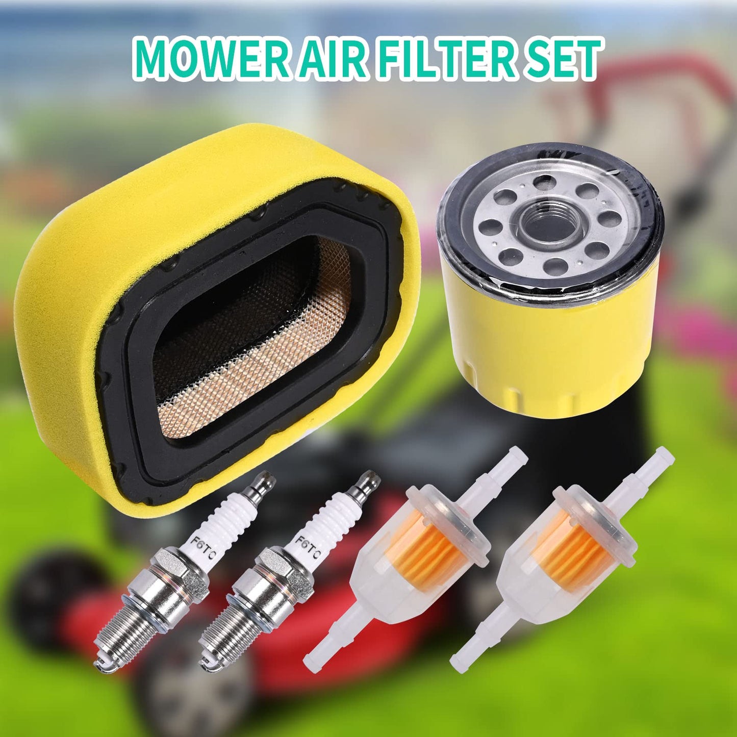 Saihisday 32 083 03-S Air Filter and 52 050 02-S Oil Filter Kit for Kohler SV710 SV715 SV720 SV730 SV735 SV740 Engine Replacement for Kohler Lawn Mower, Replaces 32-883-03-S1, 3208303-S