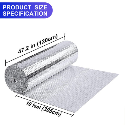 Reflective Window Insulation for Summer & Winter Thermal Bubble Foil Insulation Cover Radiant Barrier Sheet for RV, Wrap, Attic, Roof, Car, Garage (Silver, 47"x10Ft(120x305cm))