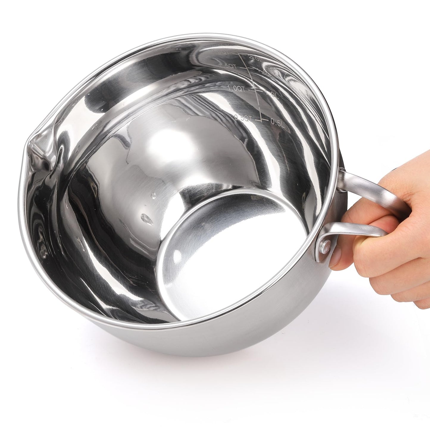ZENFUN Double Boiler Pot Set with Silicone Spatula, 2000ml/1.8QT Chocolate Melting Pot with 2800ml/2.54QT Stainless Steel Pot, Candy Melting Pot, Chocolate Melter for Butter, Caramel, Cheese, Wax