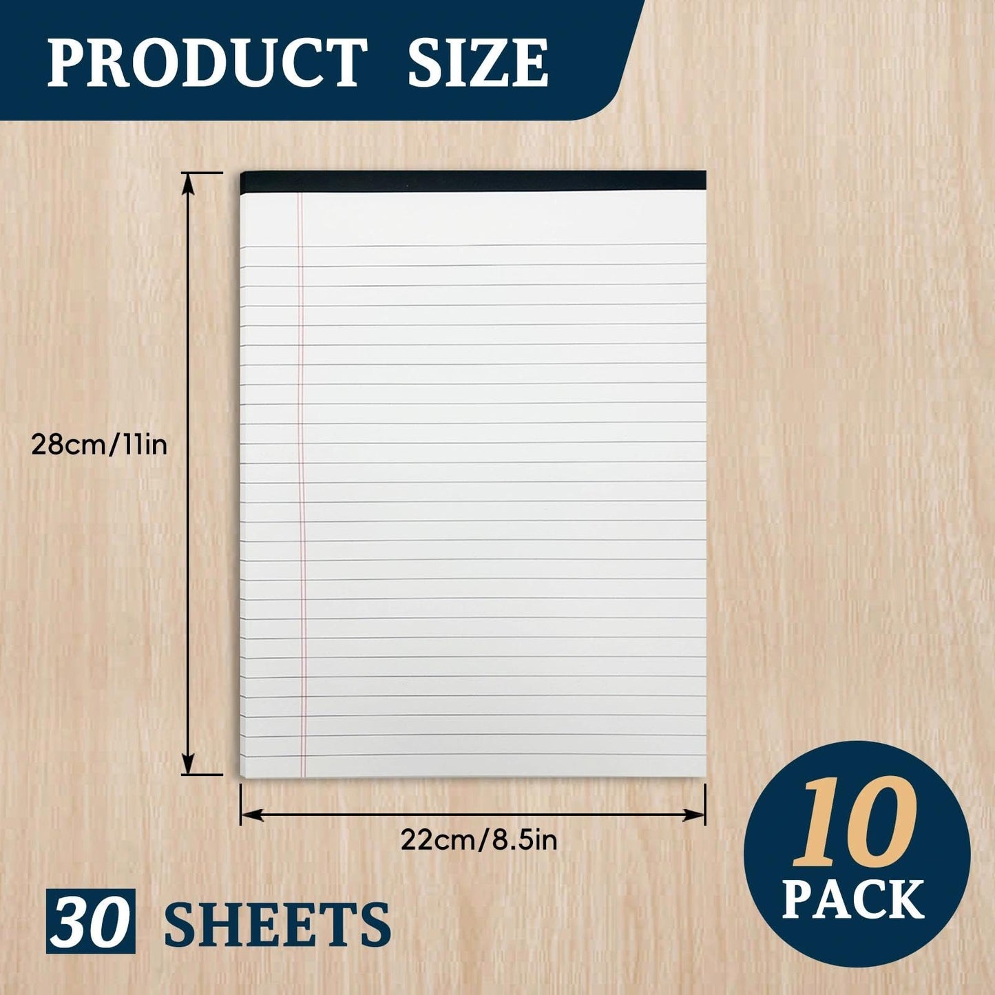 ReePlan 10PCS Notepad 8.5 x 11 White Lined Paper, 8.5 x 11 Legal Pads 30 Sheets/Pad, Office School Note Paper, Wide Ruled Writing Pad for Meetings, Homework, Journaling and Daily Notes(A4 Size)