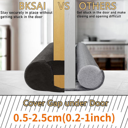 BKSAI Door Draft Stopper for Doors No Adhesive Draught Excluder Under Door Wind Sound Blocker for Bottom of Door,Reduce Noise Draught Excluder Sweep Sound Proof(Black)
