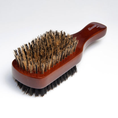 Diane Premium Boar Bristle Brush for Men € Double Sided, Medium and Firm Bristles for Thick Coarse Hair € Use for Smoothing, Wave Styles, Soft on Scalp, Club Handle, D8115