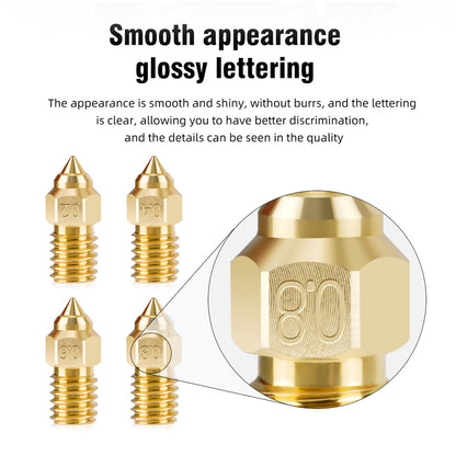 Creality 22PCS Ender 5 S1 Brass Nozzles Kit, 3D Printer 10PCS 0.4mm and 2PCS 0.2mm, 0.3mm, 0.5mm, 0.6mm, 0.8mm, 1.0mm Nozles Kit for Ender 3 V3 SE, Ender 5 S1, Ender 7, Spider 1.0
