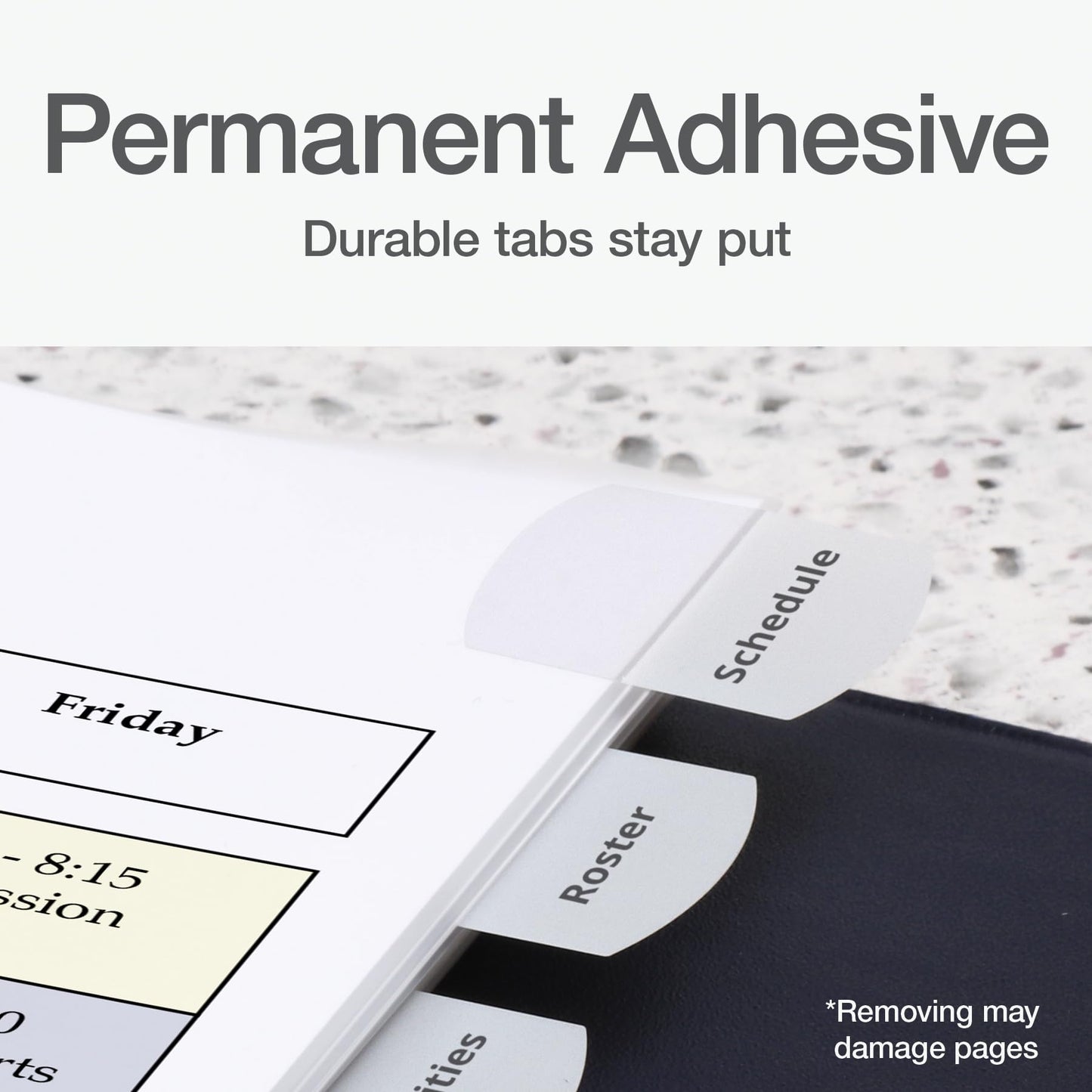 Redi-Tag Sticky Tabs, Laser Printable Index Tabs, Permanent Adhesive, 1-1/8 x 1-1/4 Inch, White, Bulk Pack of 375, for Binders, Manuals, and Office Filing