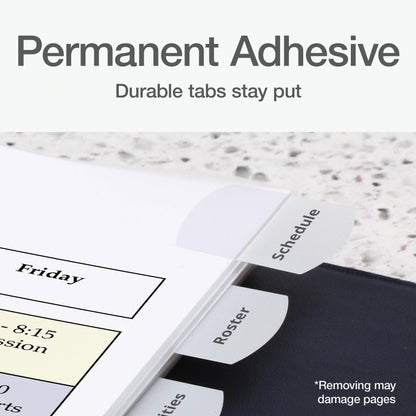 Redi-Tag Sticky Tabs, Laser Printable Index Tabs, Permanent Adhesive, 1-1/8 x 1-1/4 Inch, White, Bulk Pack of 375, for Binders, Manuals, and Office Filing