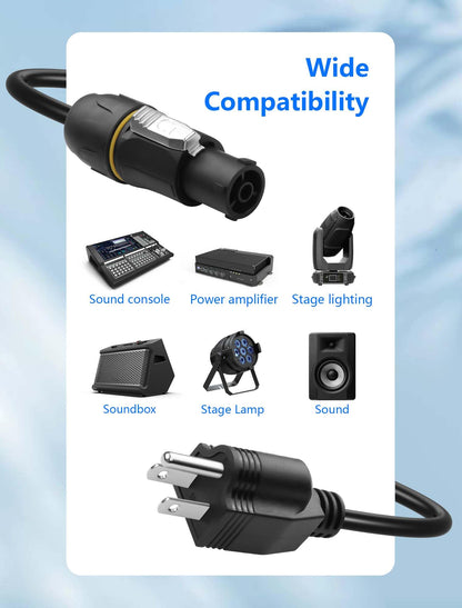 CERRXIAN NEMA5-15P to PowerCON True Power Cable, 16AWG 15A 125V Profeesional NEMA-15P Male to PowerCon True1 Male Extension Wire for Outdoor Stage Light Series LED Screen - 2M / 6.6FT