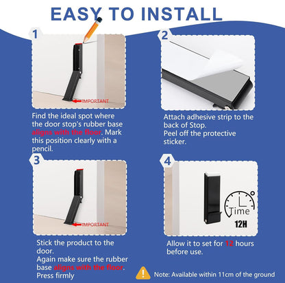 Door Stop, 2 Pack No Drilling Door Stoppers to Keep Door Open, Easy Pedal Kick Down Door Holder, Bottom of Door (White)